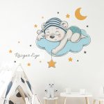 Çocuk Odası Stickerlari Bulut'da uyuyan Ayıcık - Görsel 3